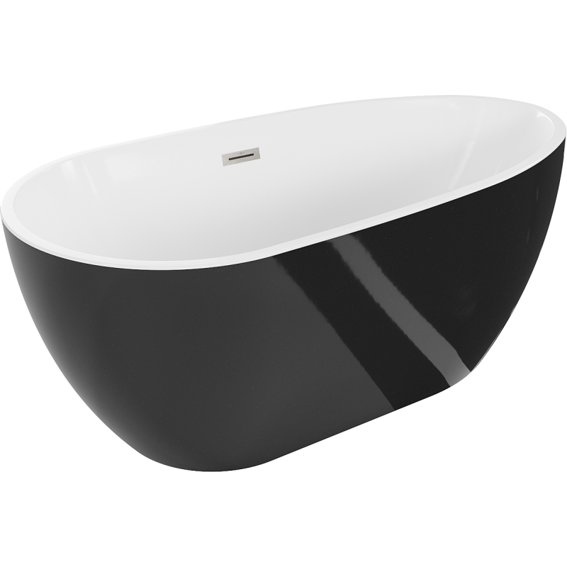 Mexen Eos wanna wolnostojąca 170 x 75 cm, biała/czarna, przelew nikiel szczotkowany - 52471707575-97