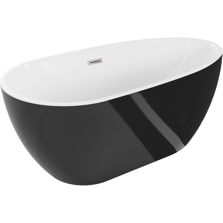 Mexen Eos wanna wolnostojąca 170 x 75 cm, biała/czarna, przelew nikiel szczotkowany - 52471707575-97