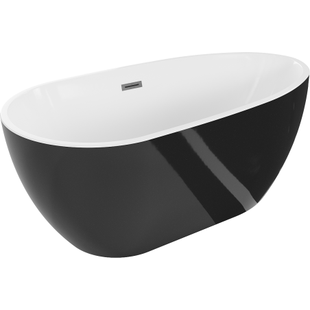 Mexen Eos wanna wolnostojąca 170 x 75 cm, biała/czarna, przelew gun gray szczotkowany - 52471707575-66