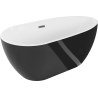 Mexen Eos wanna wolnostojąca 170 x 75 cm, biała/czarna, przelew gun gray szczotkowany - 52471707575-66