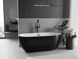 Mexen Eos wanna wolnostojąca 150 x 75 cm, biała/czarna, przelew czarny - 52471507575-70