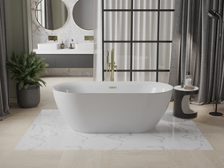 Mexen Roxy wanna wolnostojąca 170 x 80 cm, biała, przelew złoty szczotkowany - 51201708000-55