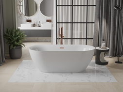 Mexen Roxy wanna wolnostojąca 170 x 80 cm, biała, przelew miedź szczotkowana - 51201708000-65