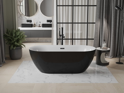 Mexen Roxy wanna wolnostojąca 170 x 80 cm, biała/czarna, przelew czarny - 51201708075-70