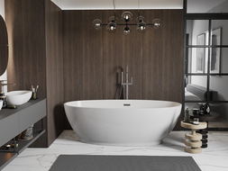 Mexen Bilbao wanna wolnostojąca 180 x 90 cm, biała, przelew gun gray szczotkowany - 51311809000-66