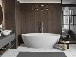 Mexen Bilbao wanna wolnostojąca 180 x 90 cm, biała, przelew nikiel szczotkowany - 51311809000-97