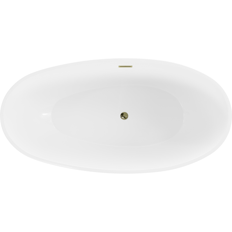 Mexen Bilbao wanna wolnostojąca 180 x 90 cm, biała/czarna, przelew złoty - 51311809075-50