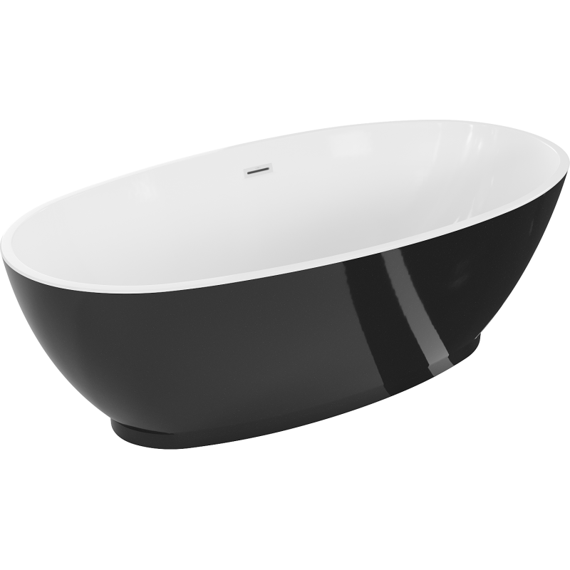 Mexen Bilbao wanna wolnostojąca 180 x 90 cm, biała/czarna, przelew biały - 51311809075-20
