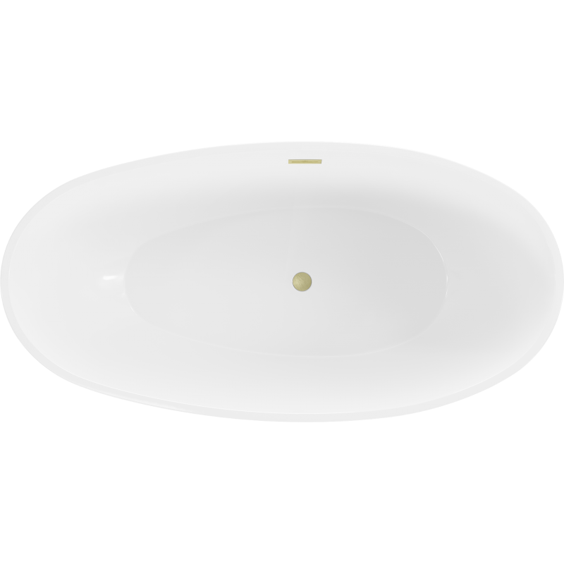 Mexen Bilbao wanna wolnostojąca 180 x 90 cm, biała/czarna, przelew złoty szczotkowany - 51311809075-55