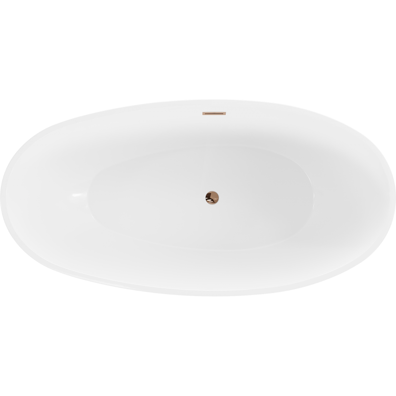 Mexen Bilbao wanna wolnostojąca 180 x 90 cm, biała/czarna, przelew różowe złoto - 51311809075-60