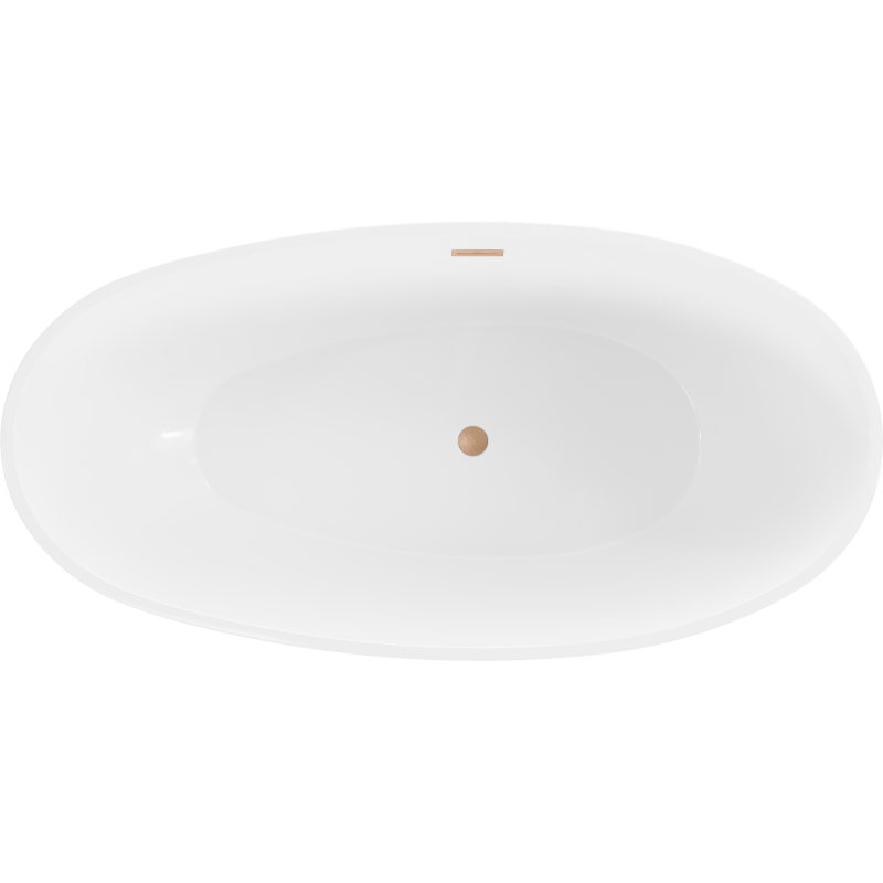 Mexen Bilbao wanna wolnostojąca 180 x 90 cm, biała/czarna, przelew miedź szczotkowana - 51311809075-65