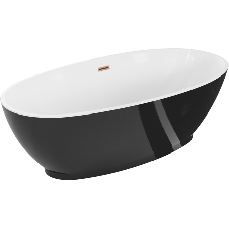 Mexen Bilbao wanna wolnostojąca 180 x 90 cm, biała/czarna, przelew miedź szczotkowana - 51311809075-65
