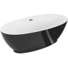 Mexen Bilbao wanna wolnostojąca 180 x 90 cm, biała/czarna, przelew gun gray szczotkowany - 51311809075-66