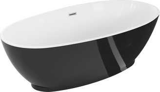 Mexen Bilbao wanna wolnostojąca 180 x 90 cm, biała/czarna, przelew nikiel szczotkowany - 51311809075-97