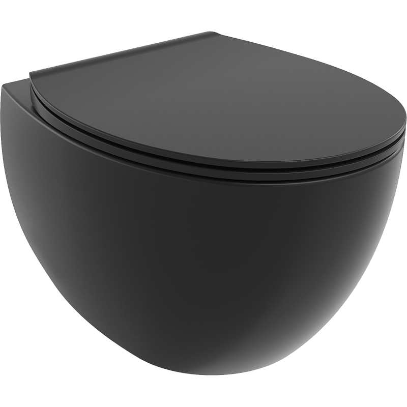 Mexen Egg miska wc Rimless z deską wolnoopadającą slim, duroplast, czarna mat - 30245070