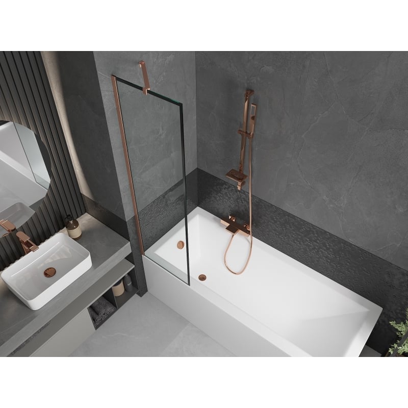 Mexen Next parawan nawannowy 1-skrzydłowy 50 x 150 cm, czarna ramka, miedź szczotkowana - 895-050-000-00-70-65