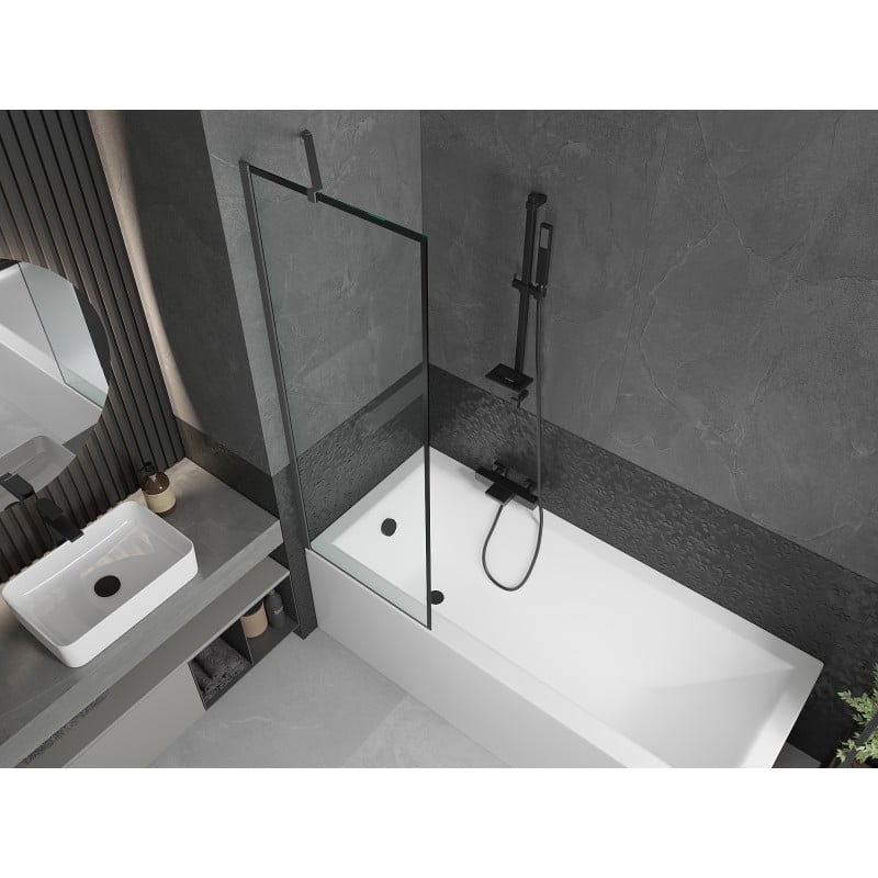 Mexen Next parawan nawannowy 1-skrzydłowy 60 x 150 cm, czarna ramka, gun metal - 895-060-000-00-70-95