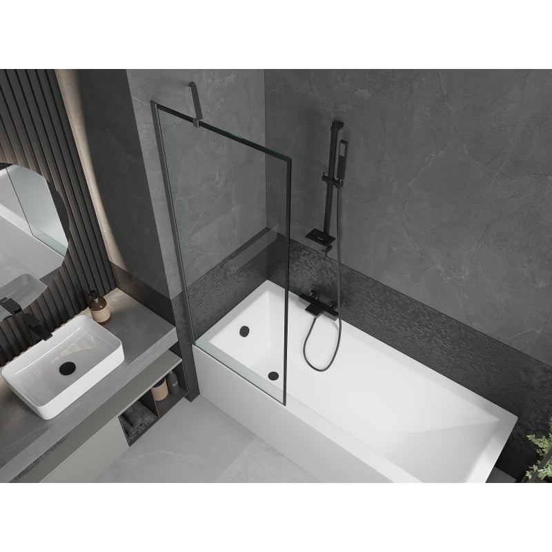 Mexen Next parawan nawannowy 1-skrzydłowy 70 x 150 cm, czarna ramka, gun metal - 895-070-000-00-70-95