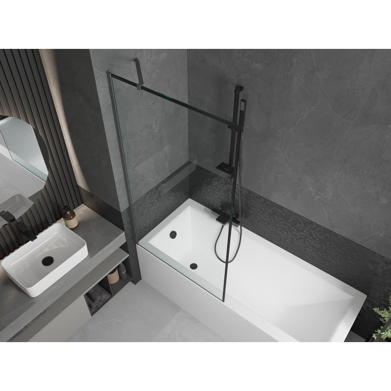 Mexen Next parawan nawannowy 1-skrzydłowy 90 x 150 cm, czarna ramka, gun metal - 895-090-000-00-70-95