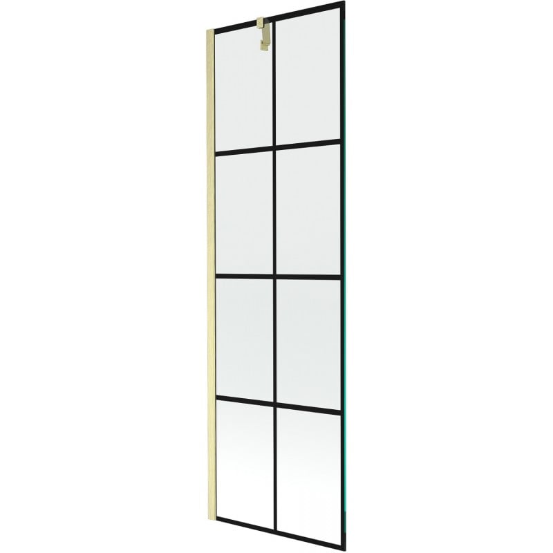 Mexen Next parawan nawannowy 1-skrzydłowy 60 x 150 cm, czarna kratka, złoty szczotkowany - 895-060-000-00-77-55
