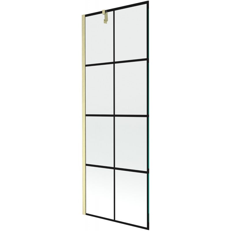 Mexen Next parawan nawannowy 1-skrzydłowy 70 x 150 cm, czarna kratka, złoty szczotkowany - 895-070-000-00-77-55