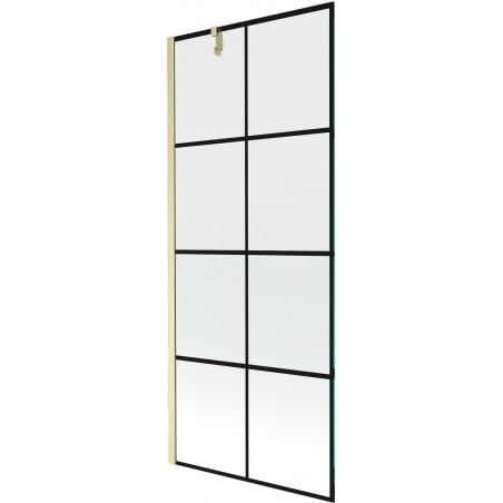 Mexen Next parawan nawannowy 1-skrzydłowy 80 x 150 cm, czarna kratka, złoty szczotkowany - 895-080-000-00-77-55