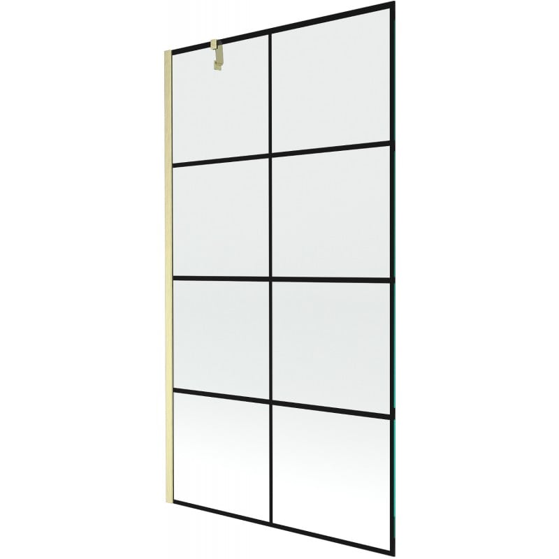 Mexen Next parawan nawannowy 1-skrzydłowy 100 x 150 cm, czarna kratka, złoty szczotkowany - 895-100-000-00-77-55