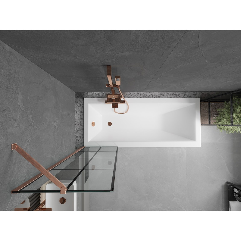 Mexen Next parawan nawannowy 1-skrzydłowy 50 x 150 cm, czarna kratka, miedź szczotkowana - 895-050-000-00-77-65