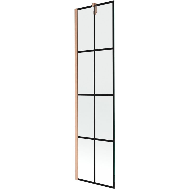 Mexen Next parawan nawannowy 1-skrzydłowy 50 x 150 cm, czarna kratka, miedź szczotkowana - 895-050-000-00-77-65