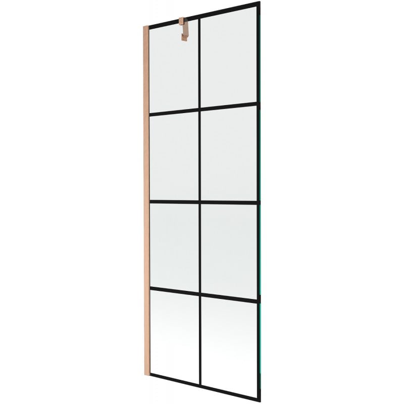 Mexen Next parawan nawannowy 1-skrzydłowy 70 x 150 cm, czarna kratka, miedź szczotkowana - 895-070-000-00-77-65