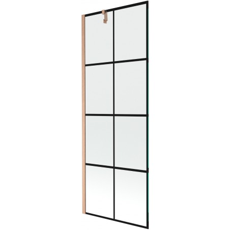 Mexen Next parawan nawannowy 1-skrzydłowy 70 x 150 cm, czarna kratka, miedź szczotkowana - 895-070-000-00-77-65