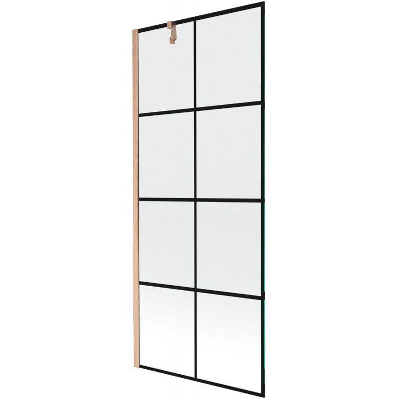 Mexen Next parawan nawannowy 1-skrzydłowy 80 x 150 cm, czarna kratka, miedź szczotkowana - 895-080-000-00-77-65