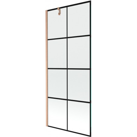 Mexen Next parawan nawannowy 1-skrzydłowy 80 x 150 cm, czarna kratka, miedź szczotkowana - 895-080-000-00-77-65