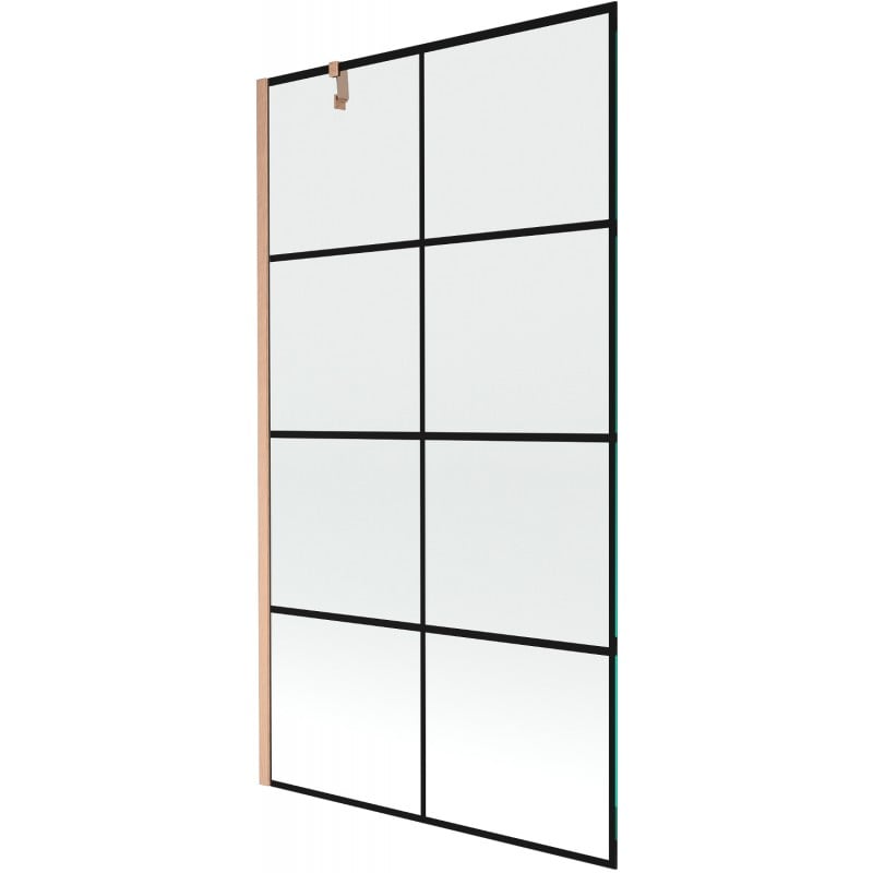Mexen Next parawan nawannowy 1-skrzydłowy 100 x 150 cm, czarna kratka, miedź szczotkowana - 895-100-000-00-77-65