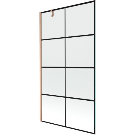Mexen Next parawan nawannowy 1-skrzydłowy 100 x 150 cm, czarna kratka, miedź szczotkowana - 895-100-000-00-77-65