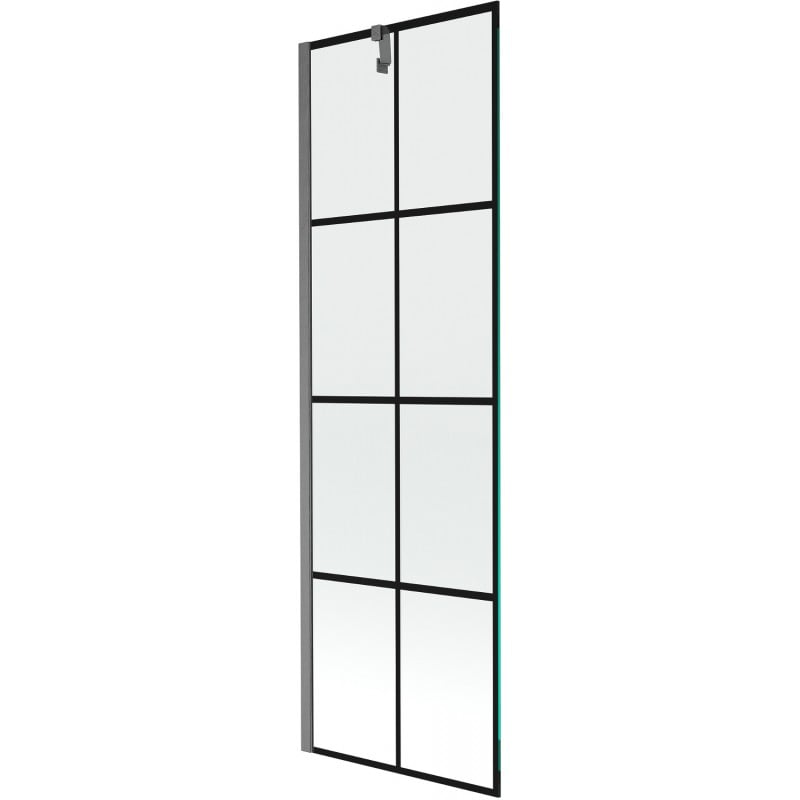 Mexen Next parawan nawannowy 1-skrzydłowy 60 x 150 cm, czarna kratka, gun gray szczotkowany - 895-060-000-00-77-66