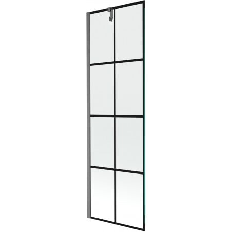Mexen Next parawan nawannowy 1-skrzydłowy 60 x 150 cm, czarna kratka, gun gray szczotkowany - 895-060-000-00-77-66