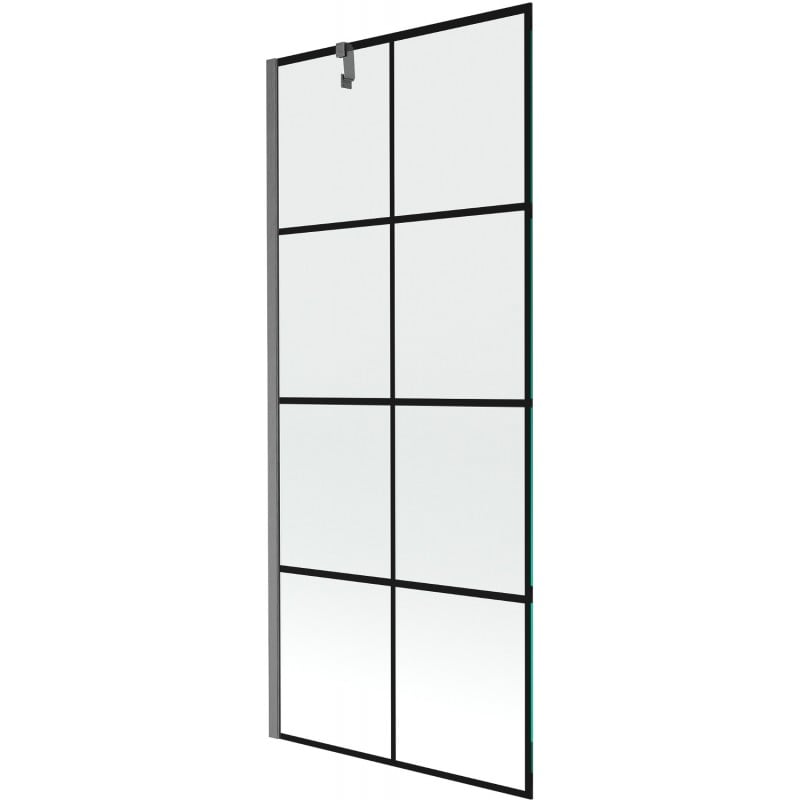 Mexen Next parawan nawannowy 1-skrzydłowy 80 x 150 cm, czarna kratka, gun gray szczotkowany - 895-080-000-00-77-66