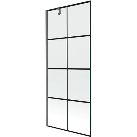 Mexen Next parawan nawannowy 1-skrzydłowy 80 x 150 cm, czarna kratka, gun gray szczotkowany - 895-080-000-00-77-66