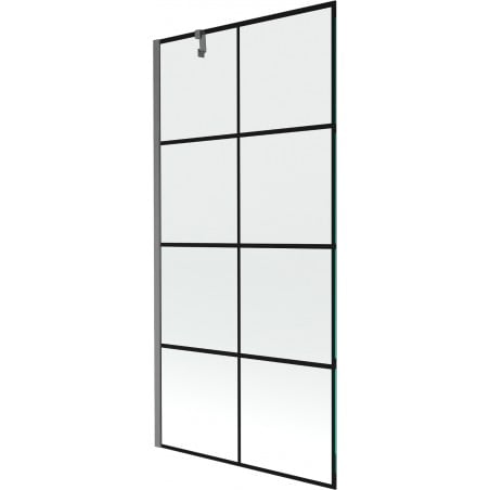 Mexen Next parawan nawannowy 1-skrzydłowy 90 x 150 cm, czarna kratka, gun gray szczotkowany - 895-090-000-00-77-66