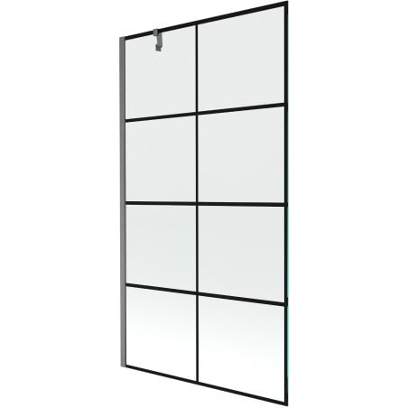 Mexen Next parawan nawannowy 1-skrzydłowy 100 x 150 cm, czarna kratka, gun gray szczotkowany - 895-100-000-00-77-66