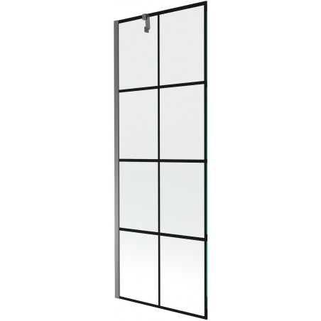 Mexen Next parawan nawannowy 1-skrzydłowy 70 x 150 cm, czarna kratka, gun metal - 895-070-000-00-77-95