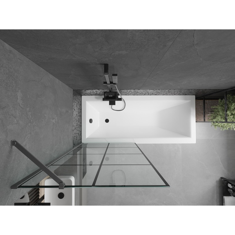 Mexen Next parawan nawannowy 1-skrzydłowy 80 x 150 cm, czarna kratka, gun metal - 895-080-000-00-77-95