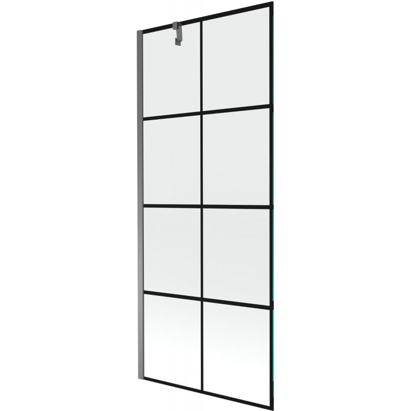 Mexen Next parawan nawannowy 1-skrzydłowy 80 x 150 cm, czarna kratka, gun metal - 895-080-000-00-77-95
