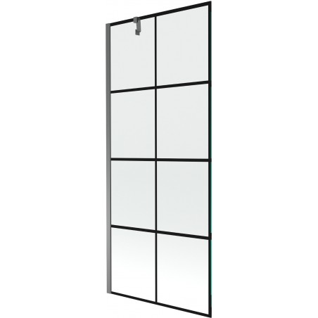 Mexen Next parawan nawannowy 1-skrzydłowy 80 x 150 cm, czarna kratka, gun metal - 895-080-000-00-77-95