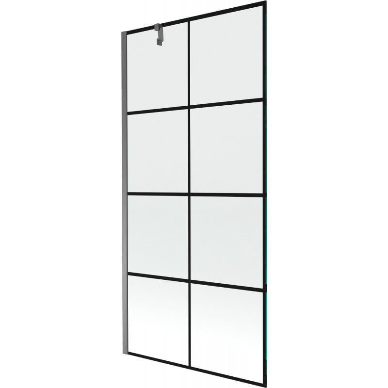 Mexen Next parawan nawannowy 1-skrzydłowy 90 x 150 cm, czarna kratka, gun metal - 895-090-000-00-77-95