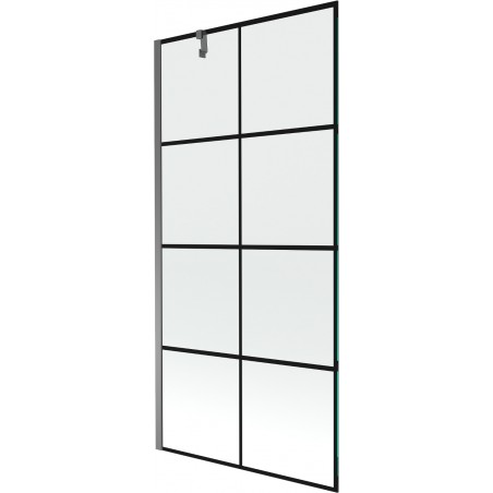 Mexen Next parawan nawannowy 1-skrzydłowy 90 x 150 cm, czarna kratka, gun metal - 895-090-000-00-77-95