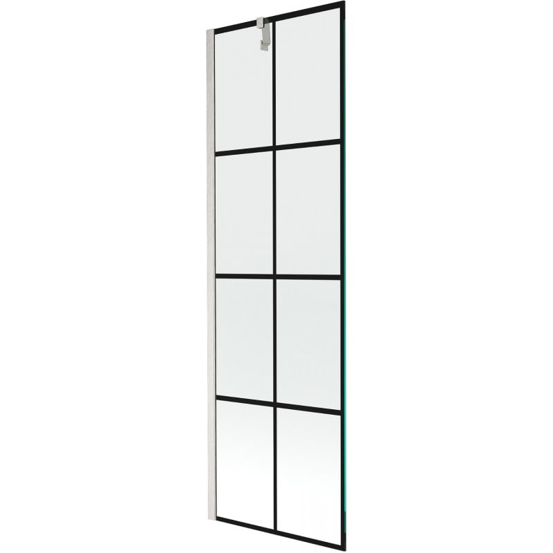 Mexen Next parawan nawannowy 1-skrzydłowy 60 x 150 cm, czarna kratka, nikiel szczotkowany - 895-060-000-00-77-97