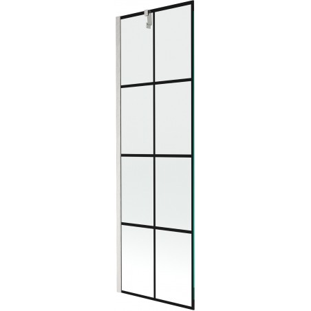 Mexen Next parawan nawannowy 1-skrzydłowy 60 x 150 cm, czarna kratka, nikiel szczotkowany - 895-060-000-00-77-97