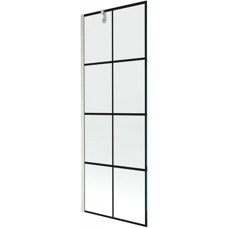 Mexen Next parawan nawannowy 1-skrzydłowy 70 x 150 cm, czarna kratka, nikiel szczotkowany - 895-070-000-00-77-97